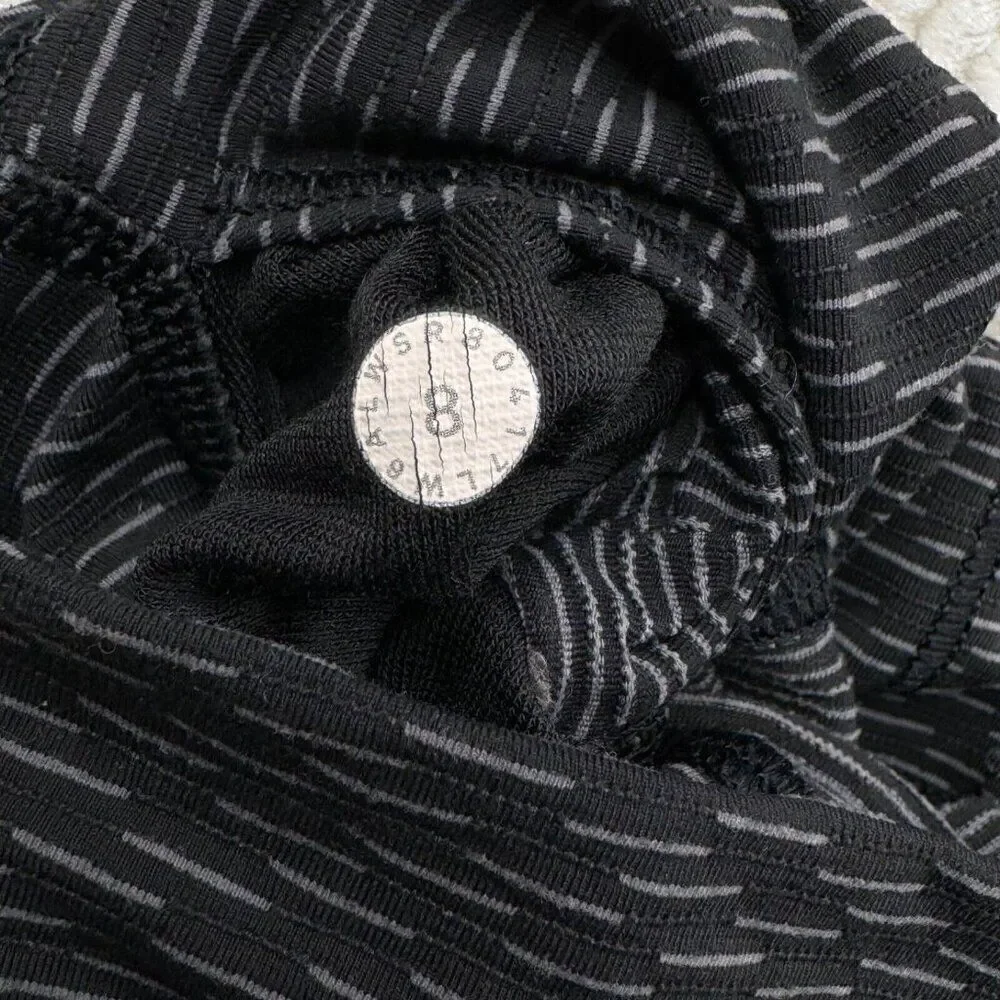 Lululemon Wunder Under High Rise Crop Legging Black Gray Textured Print